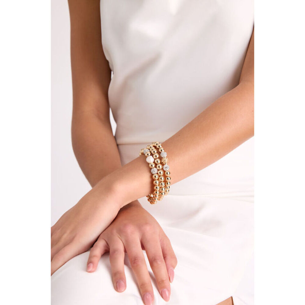 Lulus Emory Gold Beaded Three-piece Bracelet Set - Size One Size